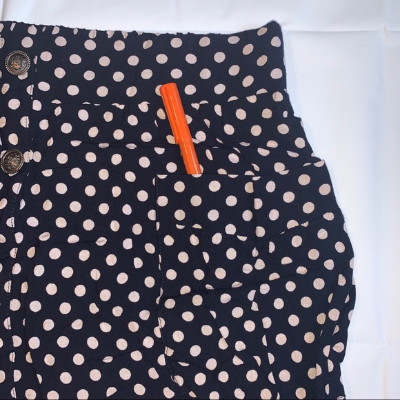 Polka Dot Button Up Skirt with Pockets Elastic Wasit - Picture 3 of 12